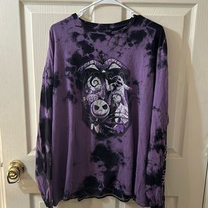 Purple and black tie die long sleeve nightmare before Christmas shirt